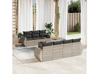8-piece garden furniture set with light grey cushions, woven resin 47000JDZO