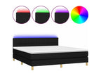 Upholstered bed base with mattress and LED lighting, black, 180x200 cm, fabric, 58793QBYG
