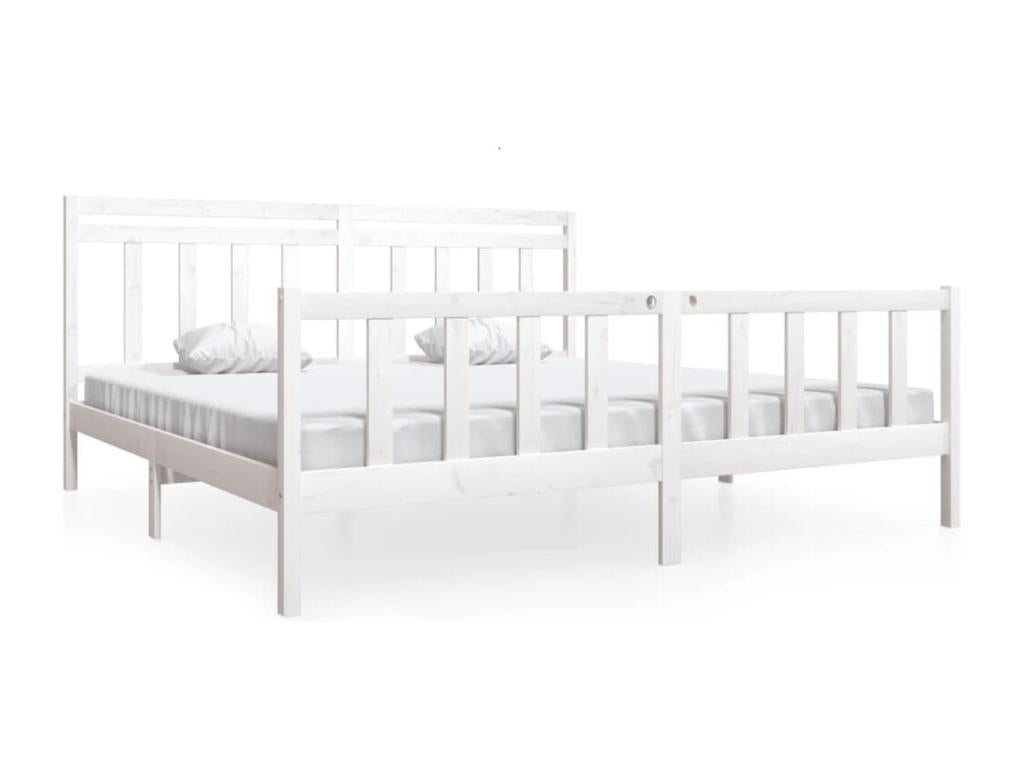 White Solid Wood Bed Frame 200x200 cm 29716MUWF