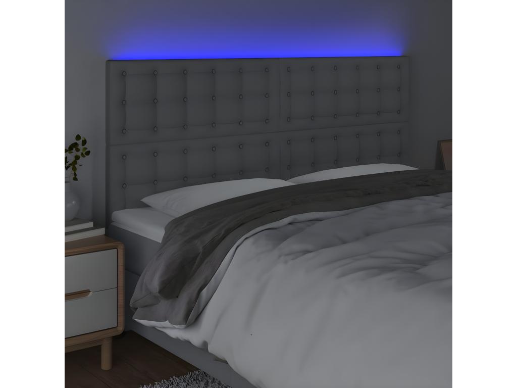 Light Grey LED Headboard 160x5x118/128 cm Fabric 15968FIEJ