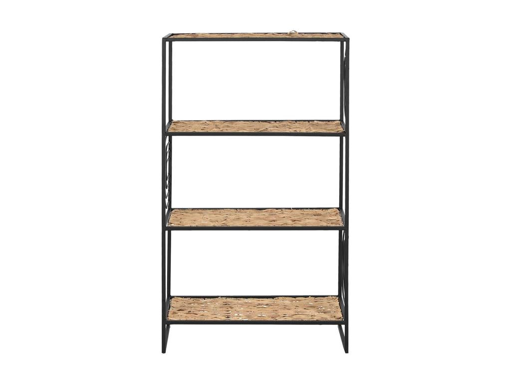 Natural wood and black metal shelving unit - 50 cm long x 25 cm deep x 88 cm high 57059OJGV