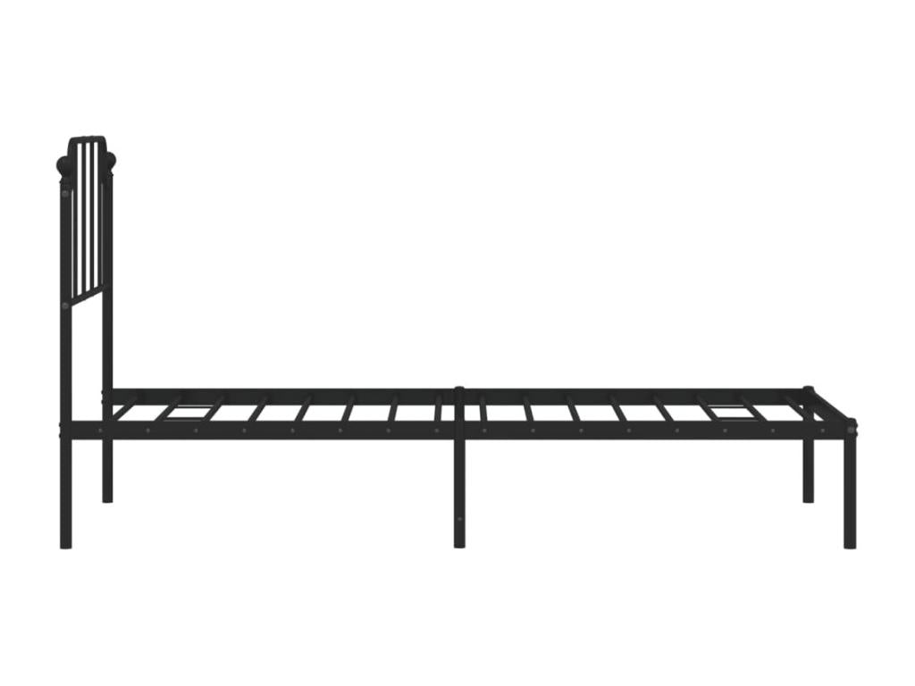Metal bed frame without mattress, with black headboard, 80x200 cm, 59949SZPL