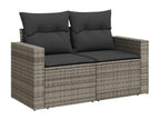 Garden furniture set with cushions, 10 pieces, grey woven resin, 23279ILBM