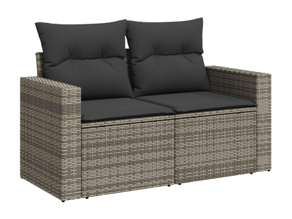 Garden furniture set with cushions, 10 pieces, grey woven resin, 23279ILBM