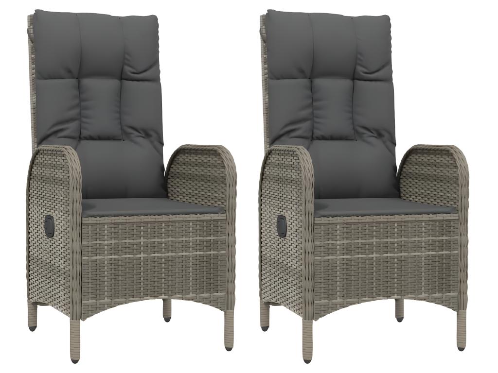 Outdoor chairs, set of 2, woven resin, grey, 06987OCMI