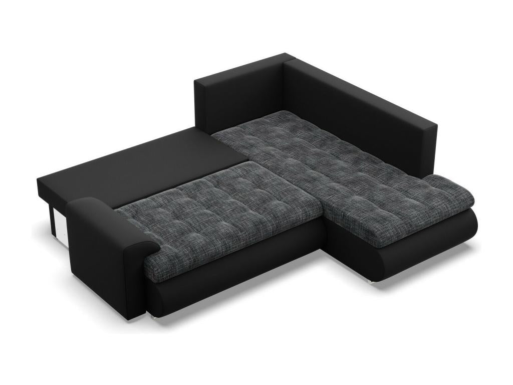 Right Corner Sofa with Ottoman Bed Function Black Black 50193GAST