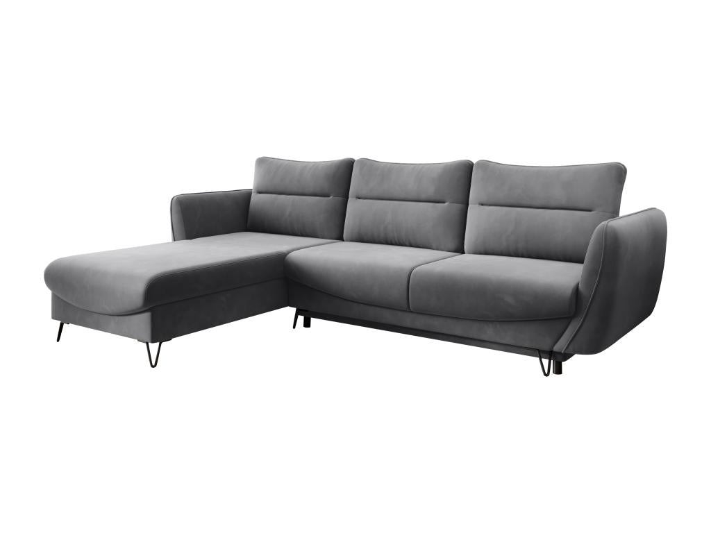 Delimoa 276cm Dark Grey Velvet Left-Hand Corner Sofa Bed 81830MACT