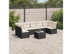 8-piece garden furniture set with cushions, black woven resin 96240EJDV