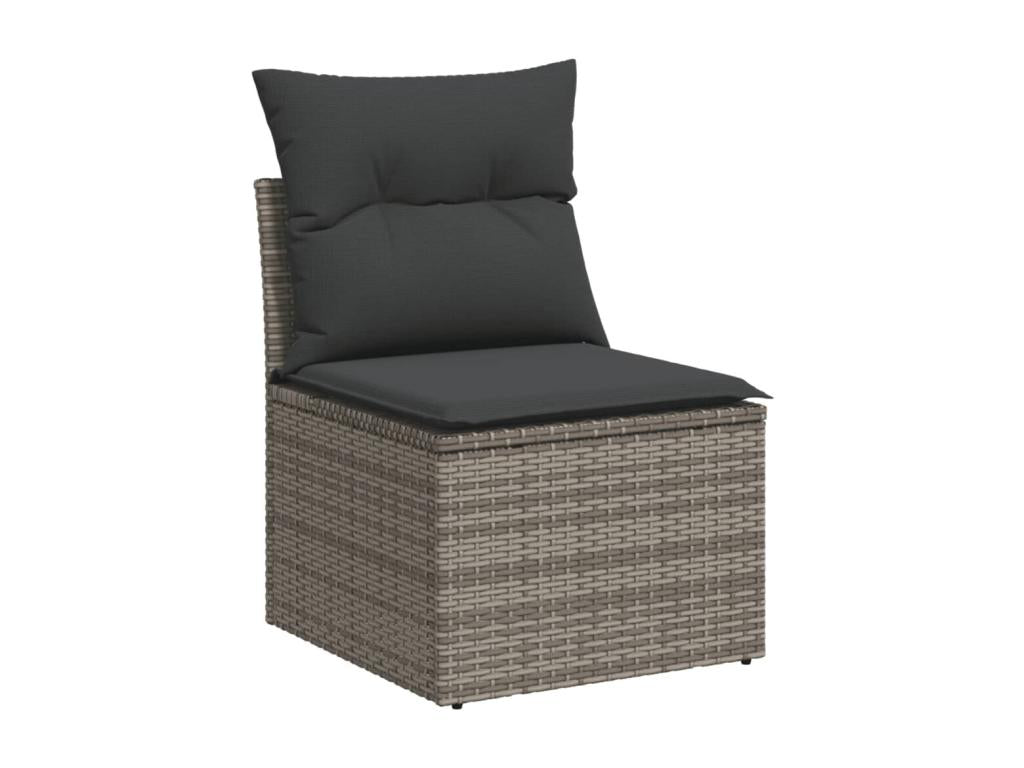 6-piece garden furniture set with grey resin wicker cushions 47383IQIE
