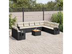 11-piece garden furniture set with cushions, black wicker resin 56850BYHD