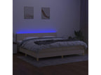 Upholstered bed base and mattress with LED lighting, Cream, 200x200 cm, Fabric 73868PSQC