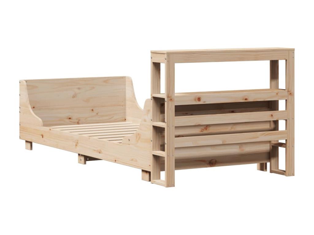 Bed frame without mattress 75x190 cm solid pine wood 87758FSHX