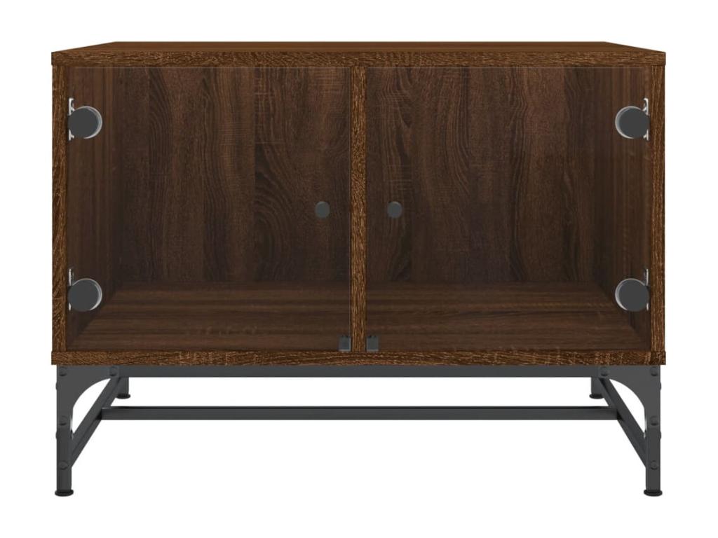 Coffee table with glass doors in brown oak, 68.5x50x50 cm, 78201WATE