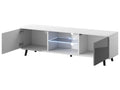 TV stand / TV bench 140 cm - matte white / glossy grey with LED lighting - Artanzy 35207LFVW