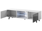 TV stand / TV bench 140 cm - matte white / glossy grey with LED lighting - Artanzy 35207LFVW