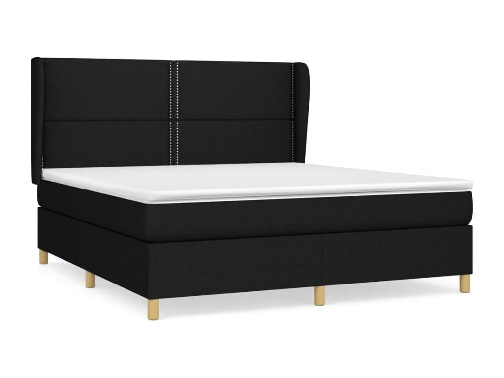 Upholstered bed base with mattress, black, 160x200 cm, fabric, 99139WGFN