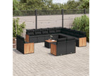 14-piece garden furniture set with cushions, black woven resin, 90425ZFWZ