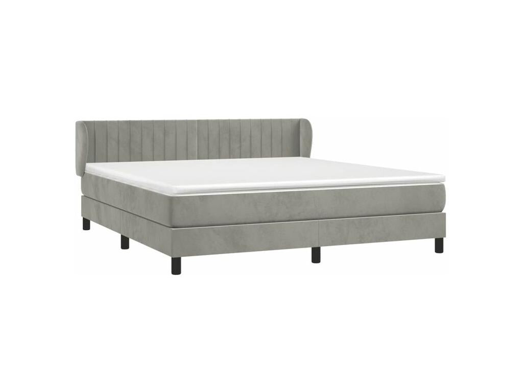 Artanzy bed base and mattress, light grey, 180x200 cm, velvet, 76989DXCP