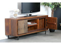 Industrial TV stand with raw recycled wood front, Artanzy 38223ZHYA