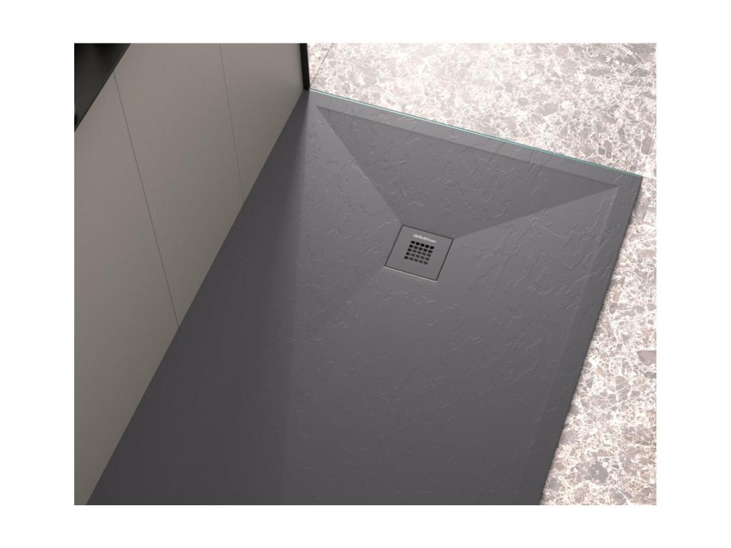 Delimoa Plus anthracite shower tray with slate finish and colored drain - 210x70 cm 40307SBTR