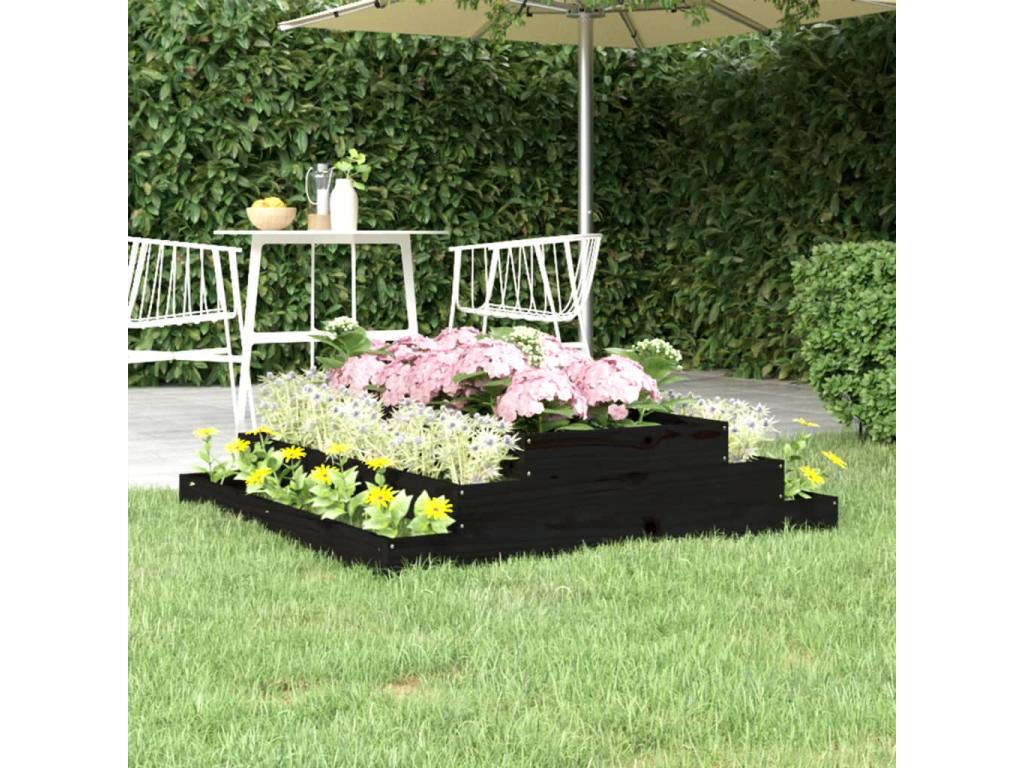 Black Planter 110x110x27 cm Solid Pine Wood 41153GYNC