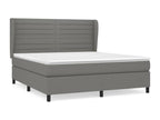 Upholstered bed base with mattress, Dark Grey, 180x200cm, Fabric 50752MXTQ