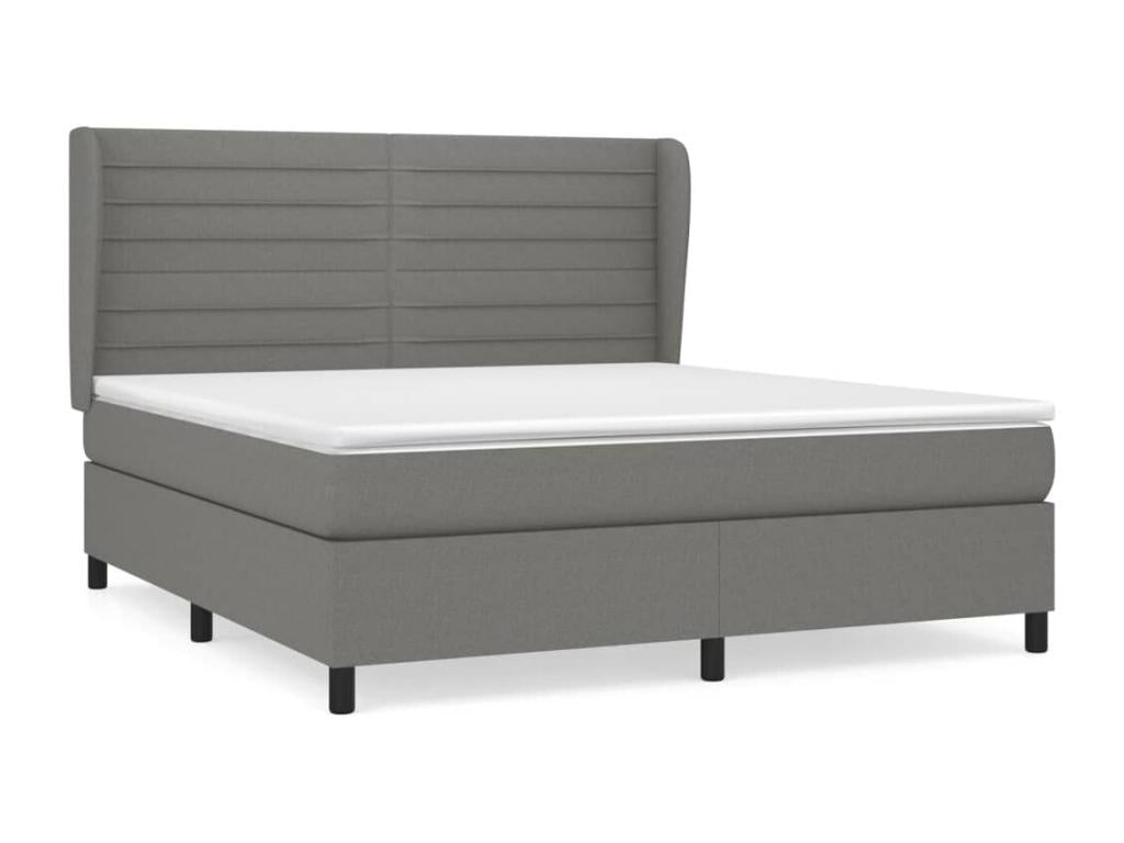 Upholstered bed base with mattress, Dark Grey, 180x200cm, Fabric 50752MXTQ
