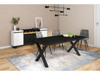 Dining table for 10 people, 200cm. Robust and stable structure and solid legs. Black 06094FBJK