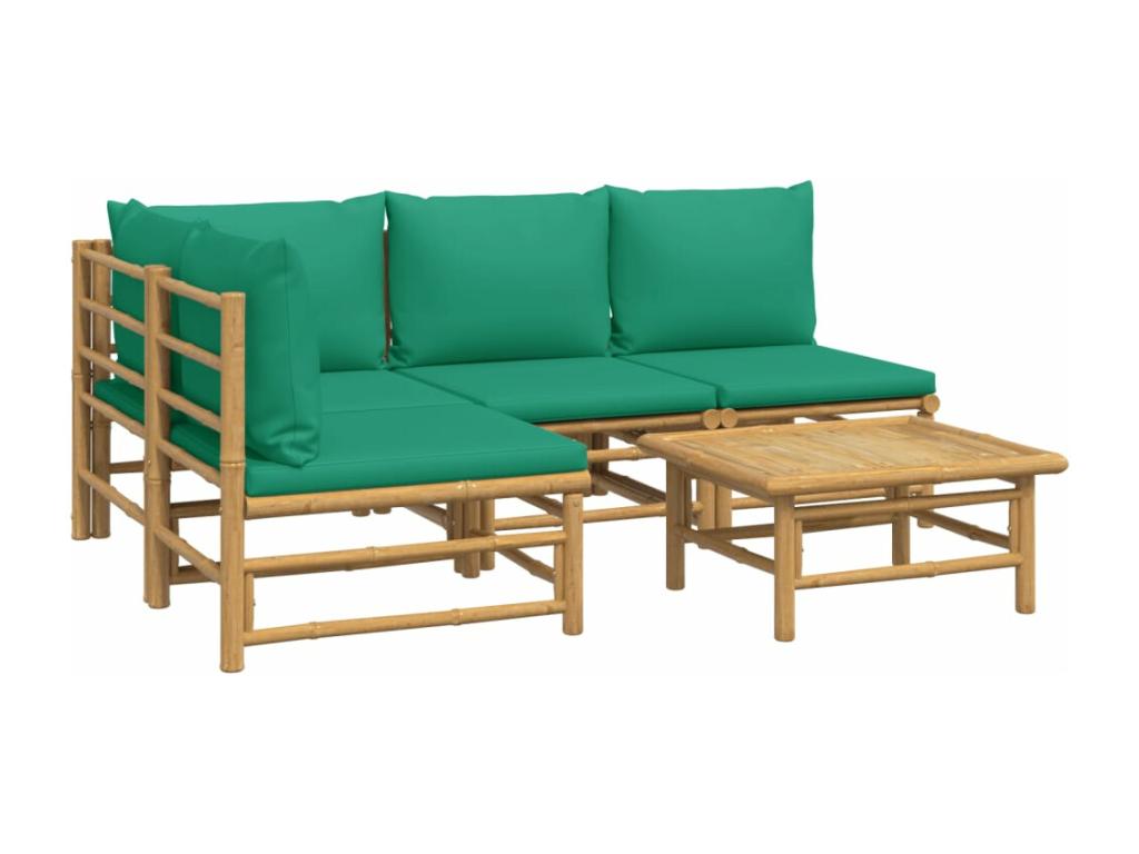 5-piece garden furniture set with green cushions, Artanzy 86618ORYY