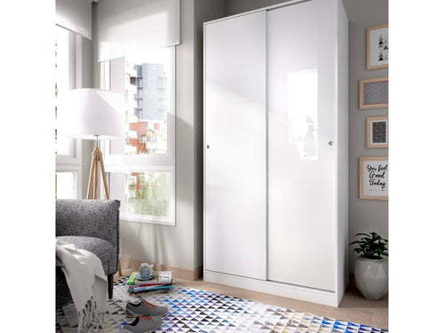 Kilimanjaro Wardrobe, Bedroom Clothes Rack, Wardrobe with 2 Sliding Doors, 100x50x204 cm, White, 09865FPCB