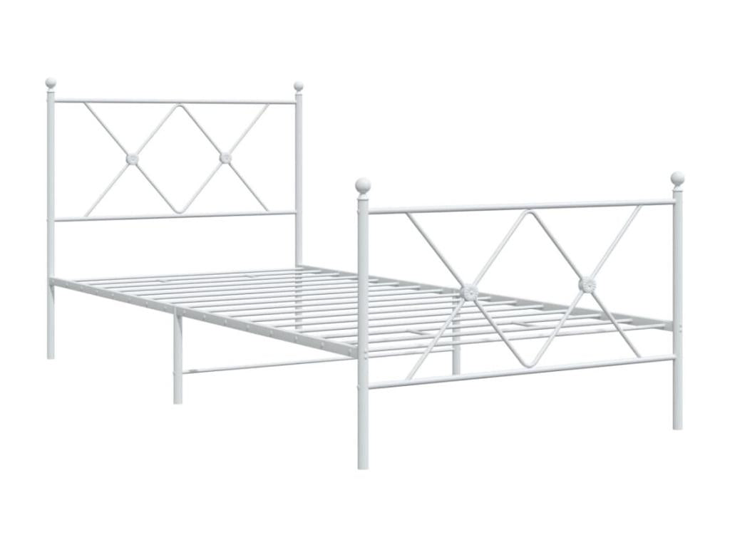 Metal bed frame with headboard and footboard, white, 90x190 cm, 82011UVQB