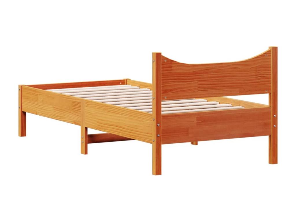Brown bed frame 90x200 solid pine wood 88343OZVZ