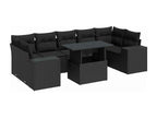8-piece garden furniture set with cushions, black resin wicker, 86189ZQNA