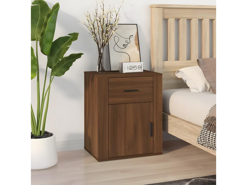Bedside table, brown oak, 50x36x60 cm, engineered wood, 60986JLQL