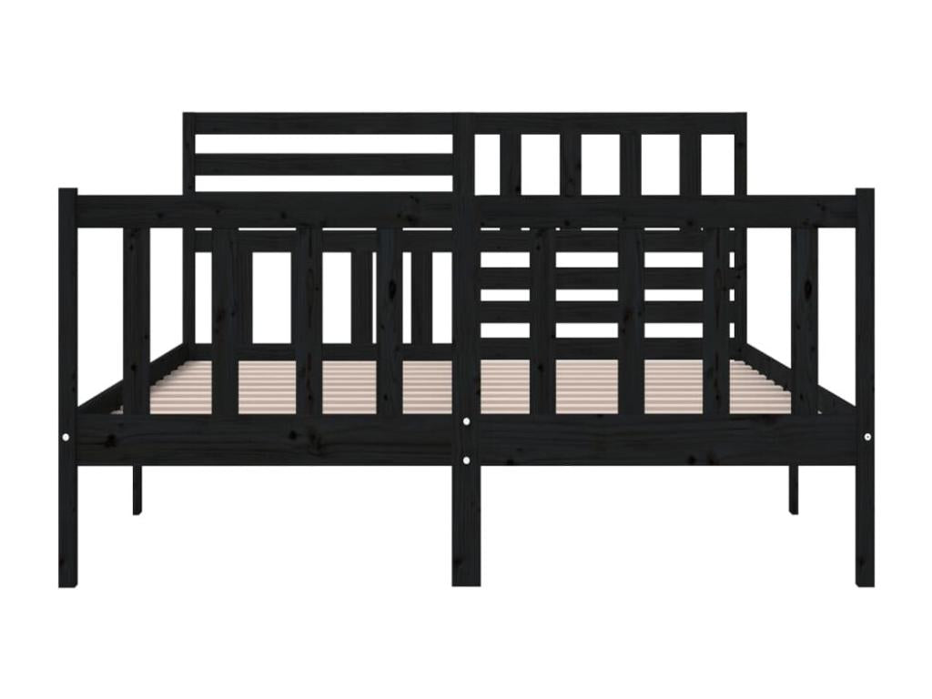 Black solid wood bed frame without mattress 15437IRUB