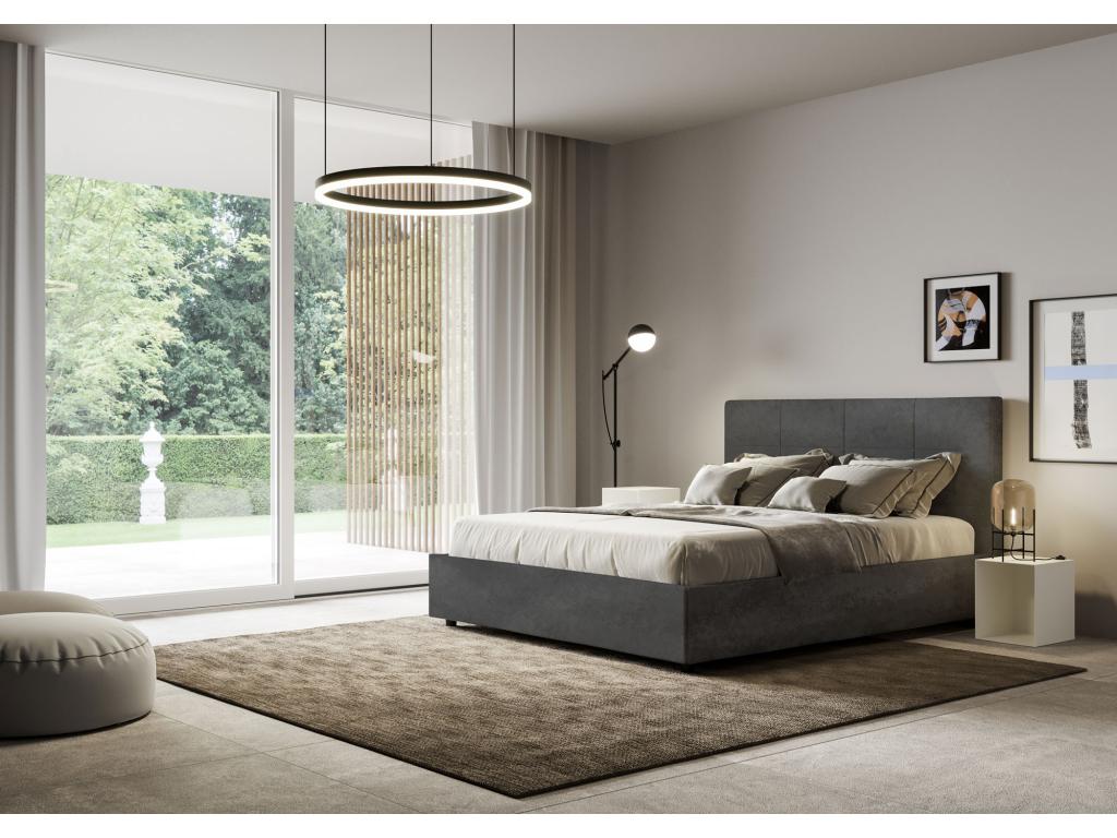 Delimoa 33655QKWX Upholstered Storage Bed 160x190cm Grey Microfiber