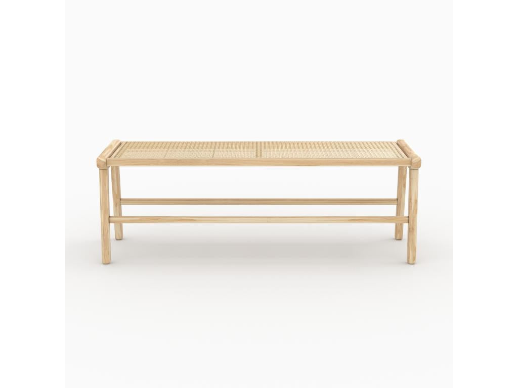 120cm teak and cane bench - Delimoa 36050QFUJ