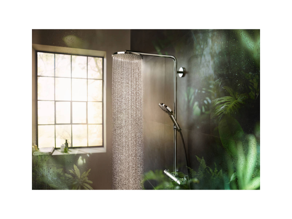 Delimoa Raindance Select S 240 thermostatic shower column, brushed chrome black, 59195XCDT