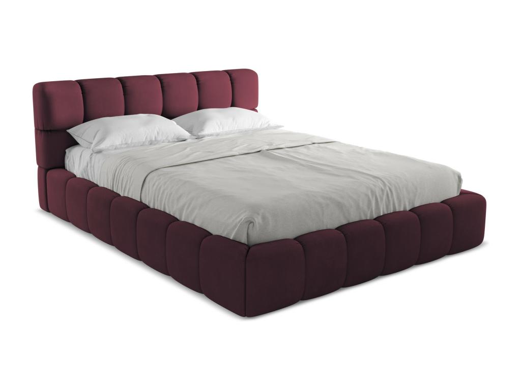 Chenille fabric storage bed 160x200 - burgundy - Artanzy 86632SXMB