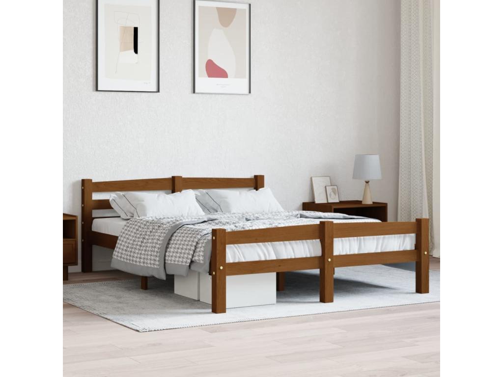 Honey Brown Bed Frame, Solid Pine Wood, 120x200 cm, 26379RWFQ
