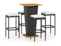 5-Piece Garden Bar Set and Cushions, Black Wicker Resin 17727DTTW