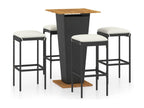 5-Piece Garden Bar Set and Cushions, Black Wicker Resin 17727DTTW