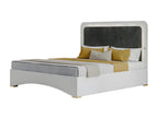 Complete bedroom set 140x190 White/Glossy Grey Marble with LED lighting - Artanzy 62763EXER
