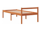 Bed for elderly person, brown wax finish, 75x190 cm, solid pine wood, 85865VBDX