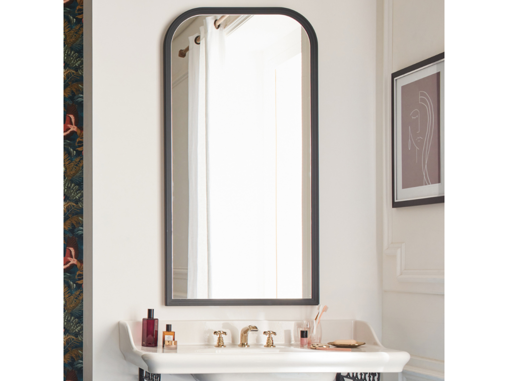 Artanzy 1889 wall-hung washbasin with 3-hole faucet, black mirror metal brackets, and chrome siphon (47102PYHY)