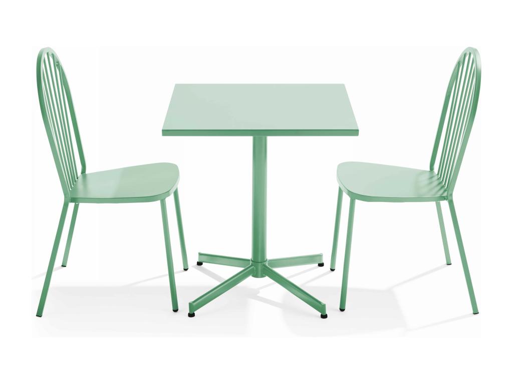Delimoa 18243UCXH Tilting Garden Table and 2 Bistro Chairs in Sage Green