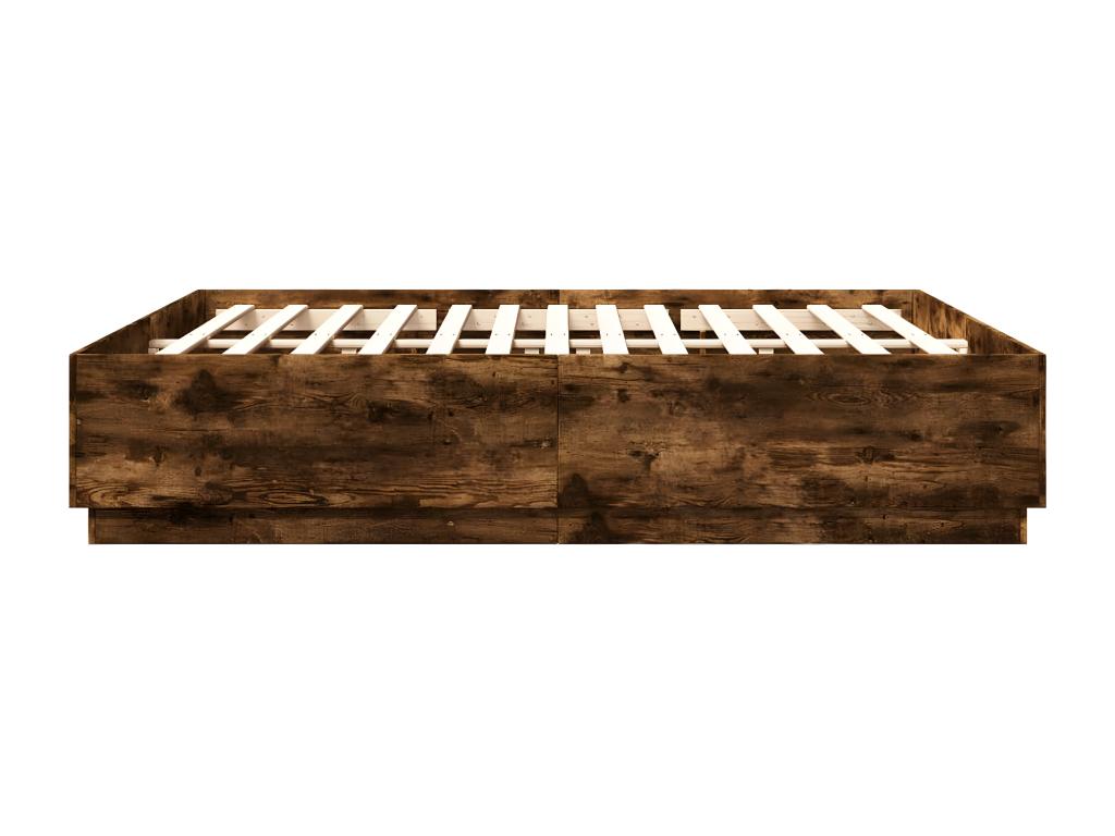 Bed frame with LED lighting, without mattress, smoked oak, 200x200 cm, 94002GQGP