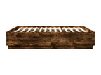 Bed frame with LED lighting, without mattress, smoked oak, 200x200 cm, 94002GQGP