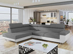 Delimoa 306 Corner Sofa, Grey, Sleeping Function, Bed Box, 253x188x71cm, 57122ANAD
