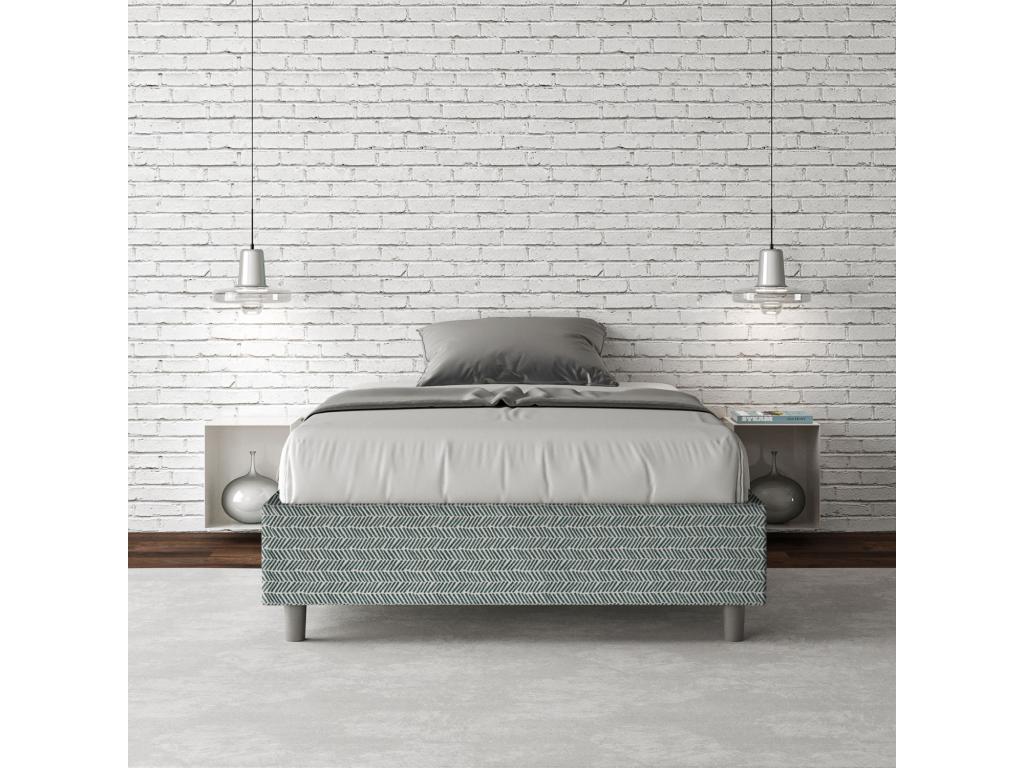 Single bed frame with upholstered slatted base 120x190 cm, Delimoa 7 light blue fabric, Delimoa 64344KQRN